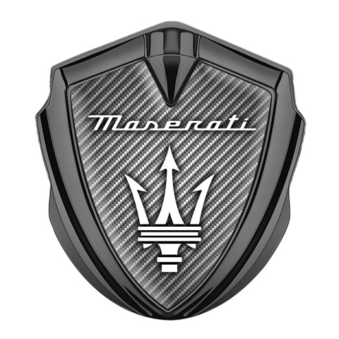 Maserati Fender Metal Emblem Badge Graphite Light Carbon White Trident