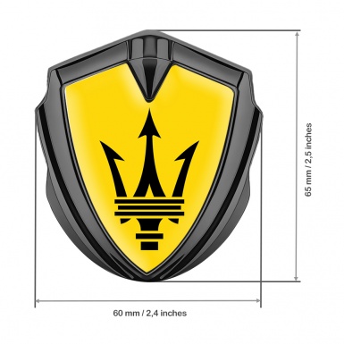 Maserati Metal Emblem Self Adhesive Graphite Yellow Base Big Logo Design