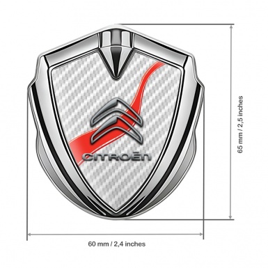 Citroen Metal Emblem Self Adhesive Silver White Carbon Red Ribbon Design