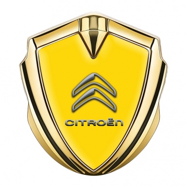 Citroen Trunk Metal Emblem Badge Gold Yellow Base Gradient Logo