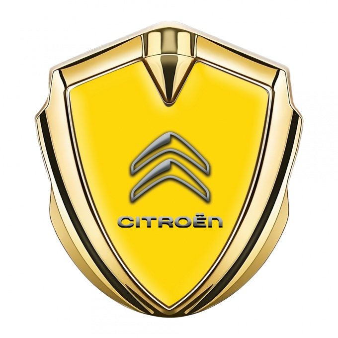 Citroen Trunk Metal Emblem Badge Gold Yellow Base Gradient Logo