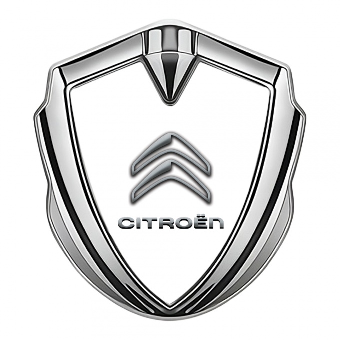 Citroen Metal Emblem Self Adhesive Silver White Base Gradient Logo