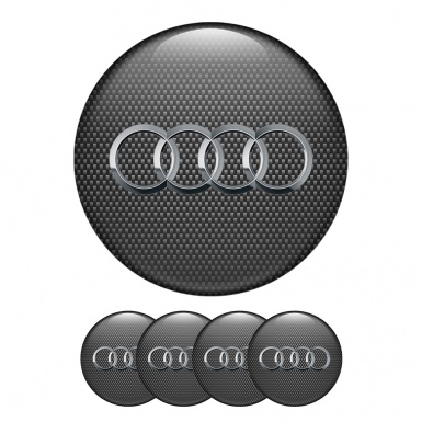 Audi Wheel Center Cap Domed Stickers Classic Carbon