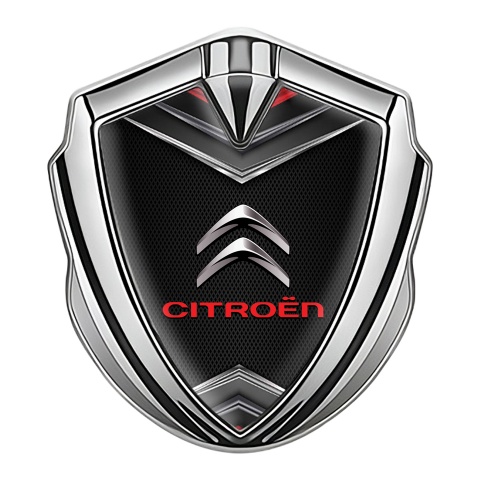 Citroen Fender Emblem Badge Silver Dark Grille Chrome Elements Effect