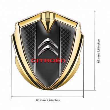 Citroen Fender Metal Emblem Badge Gold Waffle Effect Glowing Lines