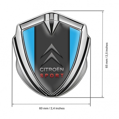 Citroen Sport Trunk Emblem Badge Silver Blue Base Grey Logo Edition