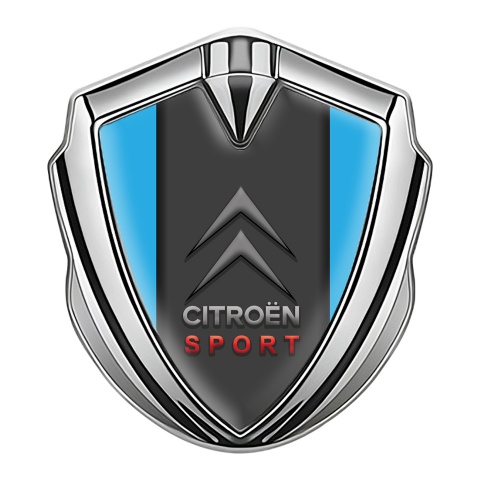 Citroen Sport Trunk Emblem Badge Silver Blue Base Grey Logo Edition