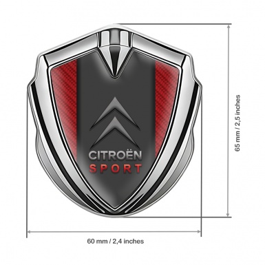 Citroen Sport Self Adhesive Bodyside Emblem Silver Red Carbon Edition