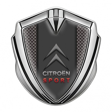 Citroen Sport Fender Emblem Badge Silver Light Carbon Red Inscription