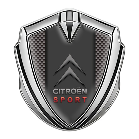 Citroen Sport Fender Emblem Badge Silver Light Carbon Red Inscription