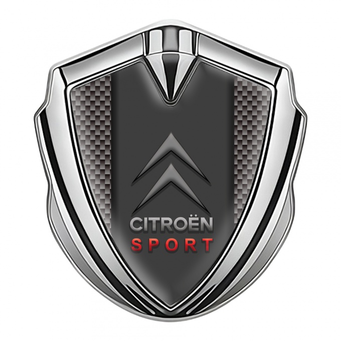Citroen Sport Fender Emblem Badge Silver Light Carbon Red Inscription