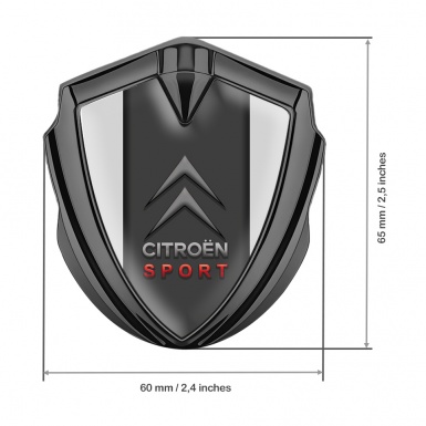 Citroen Sport Trunk Emblem Badge Graphite Grey Base Red Inscription