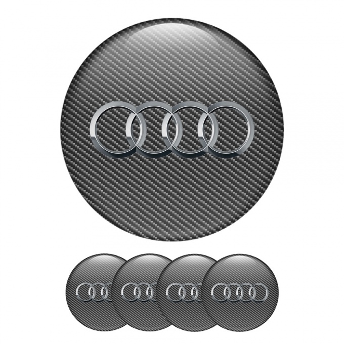 Audi Sticker Wheel Center Hub Cap Fine Carbon