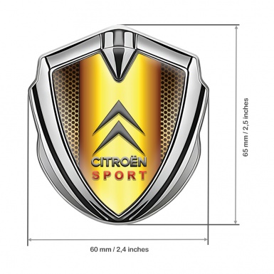 Citroen Sport 3D Car Metal Emblem Silver Color Grid Gold Gradient Effect