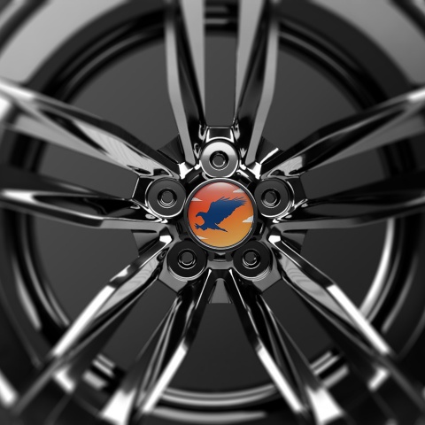Animals Domed Stickers Wheel Center Cap Silhouette Of An Eagle In Dark Blue 