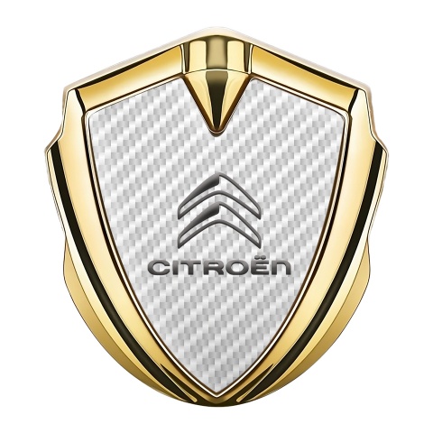 Citroen Trunk Metal Emblem Gold White Carbon Grey Logo Design