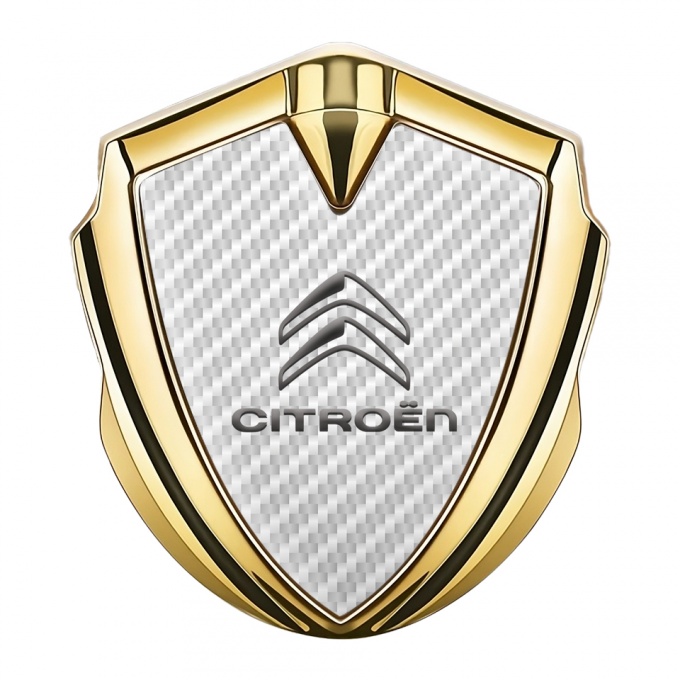 Citroen Trunk Metal Emblem Gold White Carbon Grey Logo Design