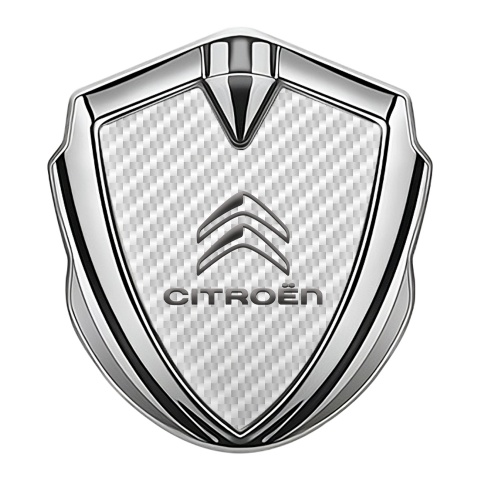 Citroen Trunk Metal Emblem Silver White Carbon Grey Logo Design