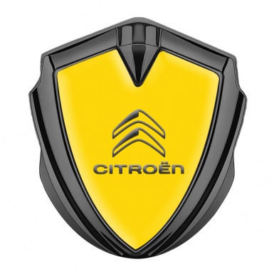 Citroen Fender Emblem Badge Graphite Yellow Base Grey Logo Edition