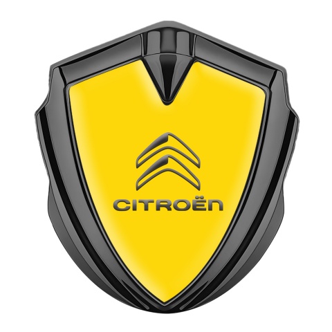 Citroen Fender Emblem Badge Graphite Yellow Base Grey Logo Edition