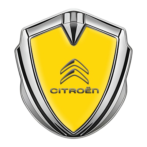 Citroen Fender Emblem Badge Silver Yellow Base Grey Logo Edition