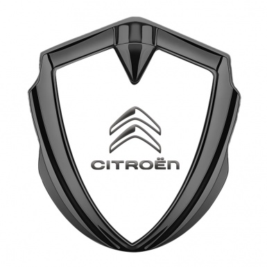 Citroen Trunk Metal Emblem Badge Graphite White Base Grey Logo Design