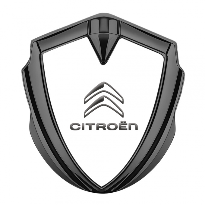 Citroen Trunk Metal Emblem Badge Graphite White Base Grey Logo Design