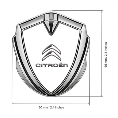 Citroen Trunk Metal Emblem Badge Silver White Base Grey Logo Design