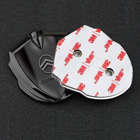 Citroen 3D Car Metal Emblem Graphite Black Base Modern Logo Edition