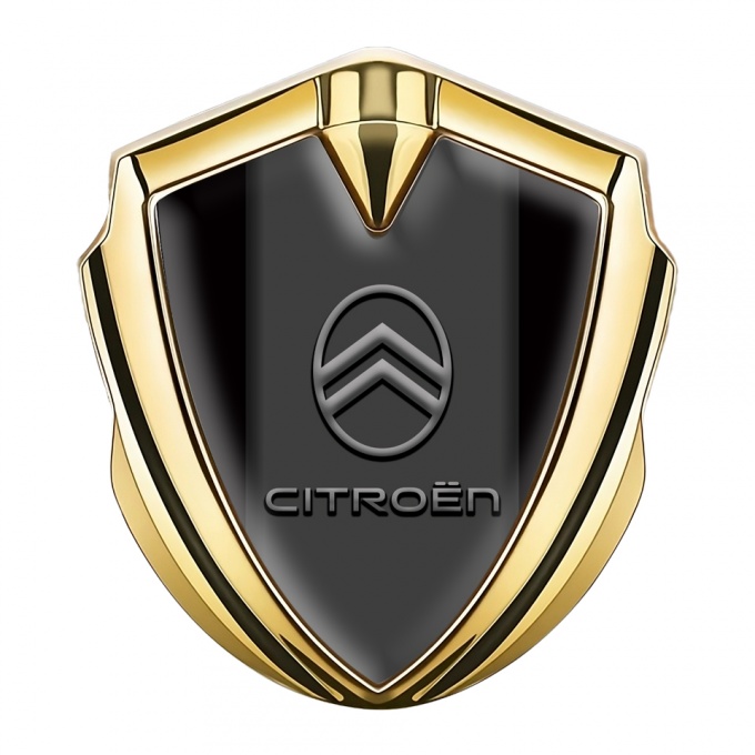 Citroen 3D Car Metal Emblem Gold Black Base Modern Logo Edition