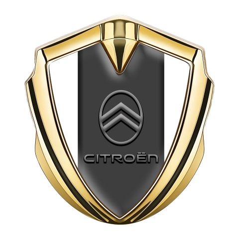 Citroen Fender Emblem Badge Gold White Base Modern Grey Logo Design