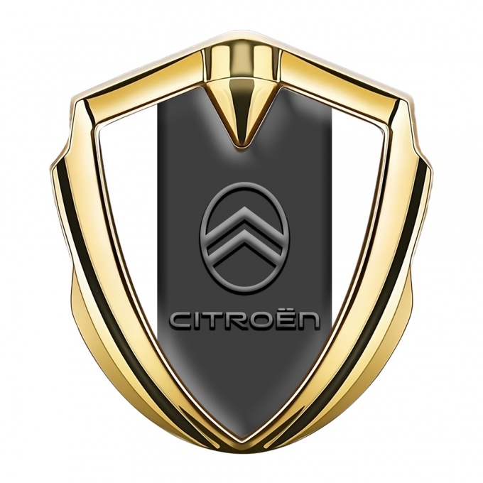 Citroen Fender Emblem Badge Gold White Base Modern Grey Logo Design