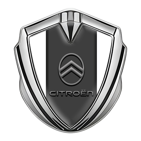 Citroen Fender Emblem Badge Silver White Base Modern Grey Logo Design
