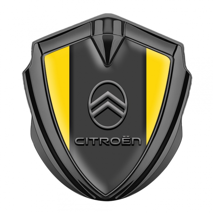 Citroen Trunk Metal Emblem Graphite Yellow Base Modern Gradient Logo