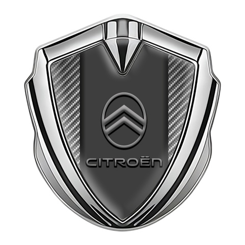 Citroen Self Adhesive Bodyside Emblem Silver Carbon Base Grey Logo
