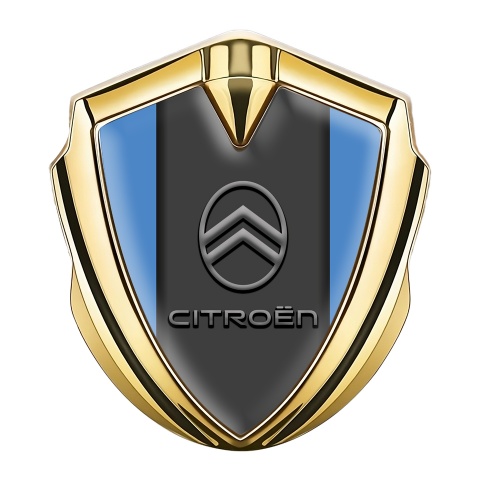 Citroen 3D Car Metal Emblem Gold Blue Base Modern Gradient Logo