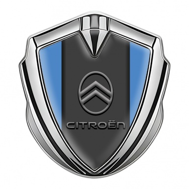 Citroen 3D Car Metal Emblem Silver Blue Base Modern Gradient Logo