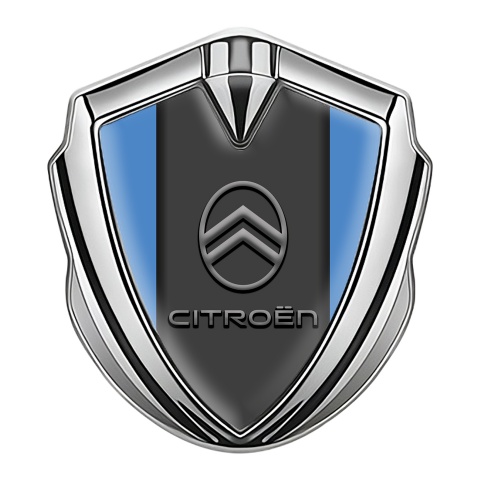 Citroen 3D Car Metal Emblem Silver Blue Base Modern Gradient Logo