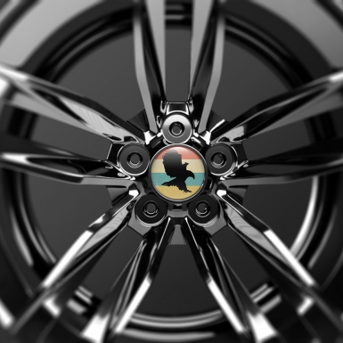 Animals Domed Stickers Wheel Center Cap Silhouette Of A Flying Eagle
