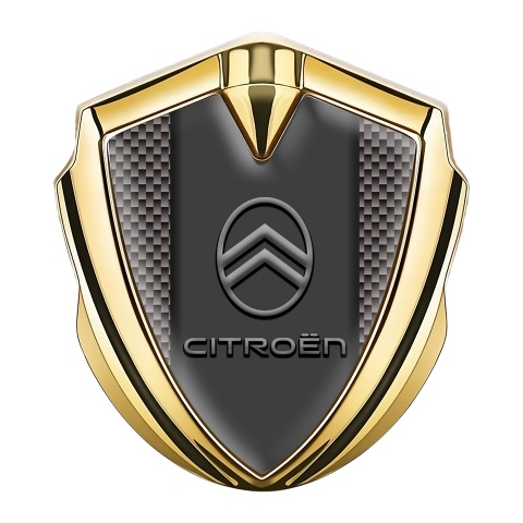 Citroen Trunk Metal Emblem Badge Gold Brown Carbon Base Gradient Logo
