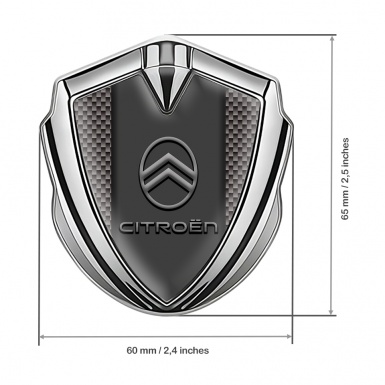 Citroen Trunk Metal Emblem Badge Silver Brown Carbon Base Gradient Logo