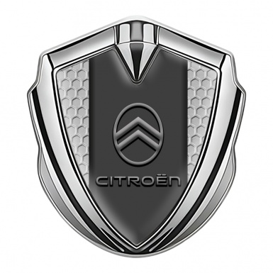 Citroen Tuning Emblem Self Adhesive Silver Honeycomb Gradient Logo