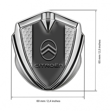 Citroen Tuning Emblem Self Adhesive Silver Honeycomb Gradient Logo