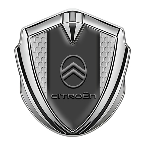 Citroen Tuning Emblem Self Adhesive Silver Honeycomb Gradient Logo