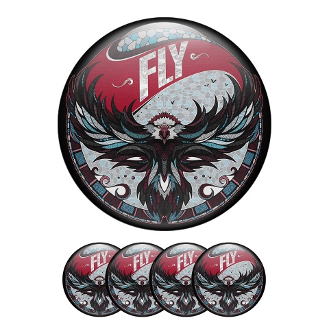Animals Center Hub Dome Stickers Flying Eagle With Outstretched Wings 