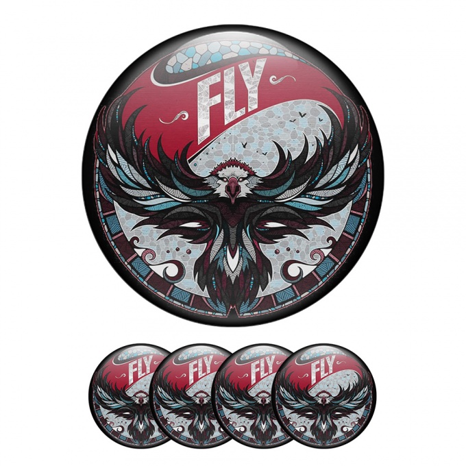 Animals Center Hub Dome Stickers Flying Eagle With Outstretched Wings 