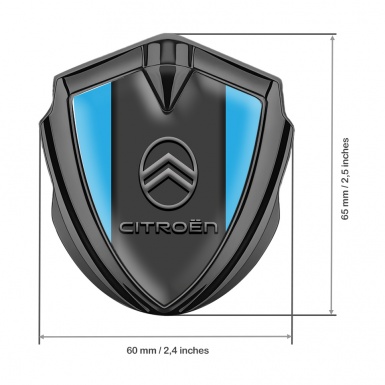 Citroen 3D Car Metal Emblem Graphite Sky Blue Base Clean Gradient Logo