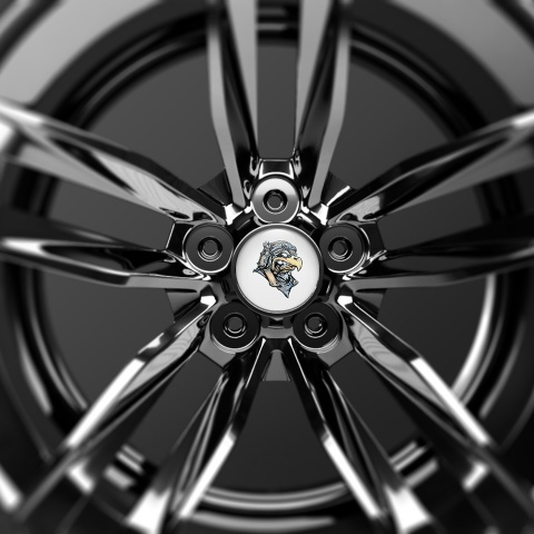 Animals Wheel Center Cap Domed Stickers Image Of An Eagle Head In Animated Style