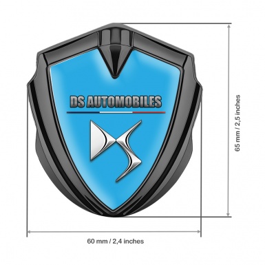 Citroen DS Metal Emblem Self Adhesive Graphite Sky Blue Base New Logo