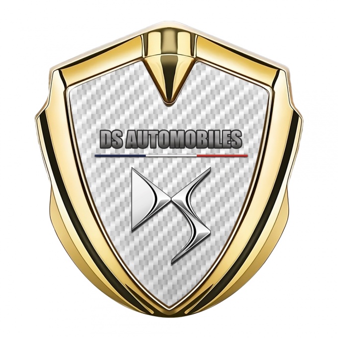 Citroen DS Fender Metal Emblem Badge Gold White Carbon French Flag